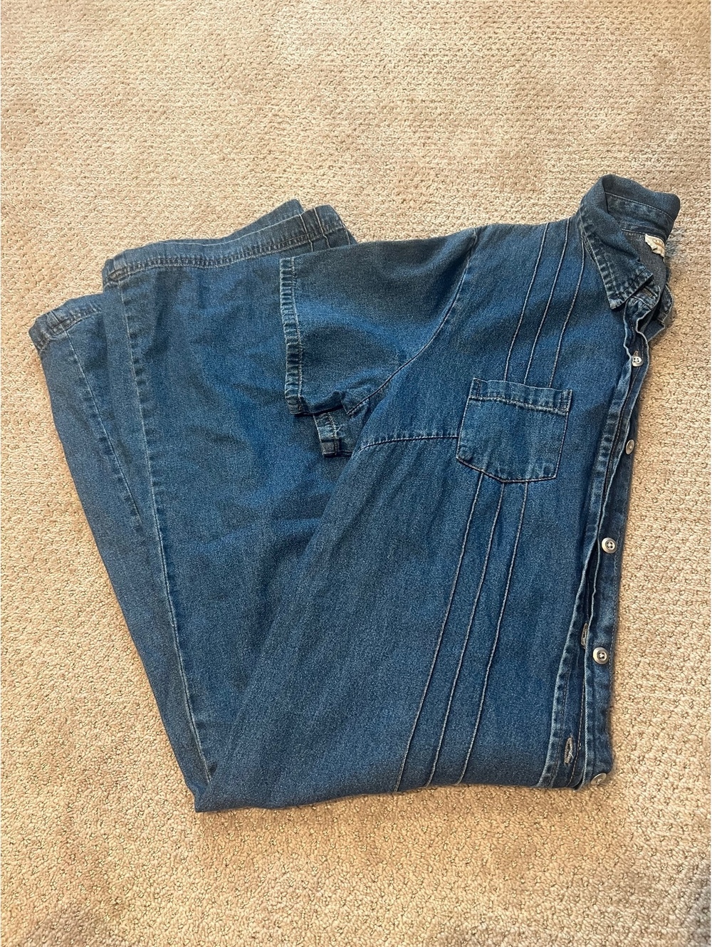 Vintage Denim Maxi Button Down Dress